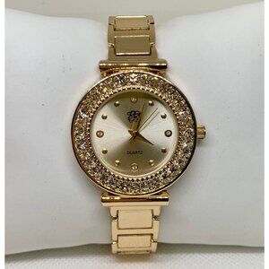 Elizabeth Taylor women gold tone watch crystals 34mm mop size 7.5” running